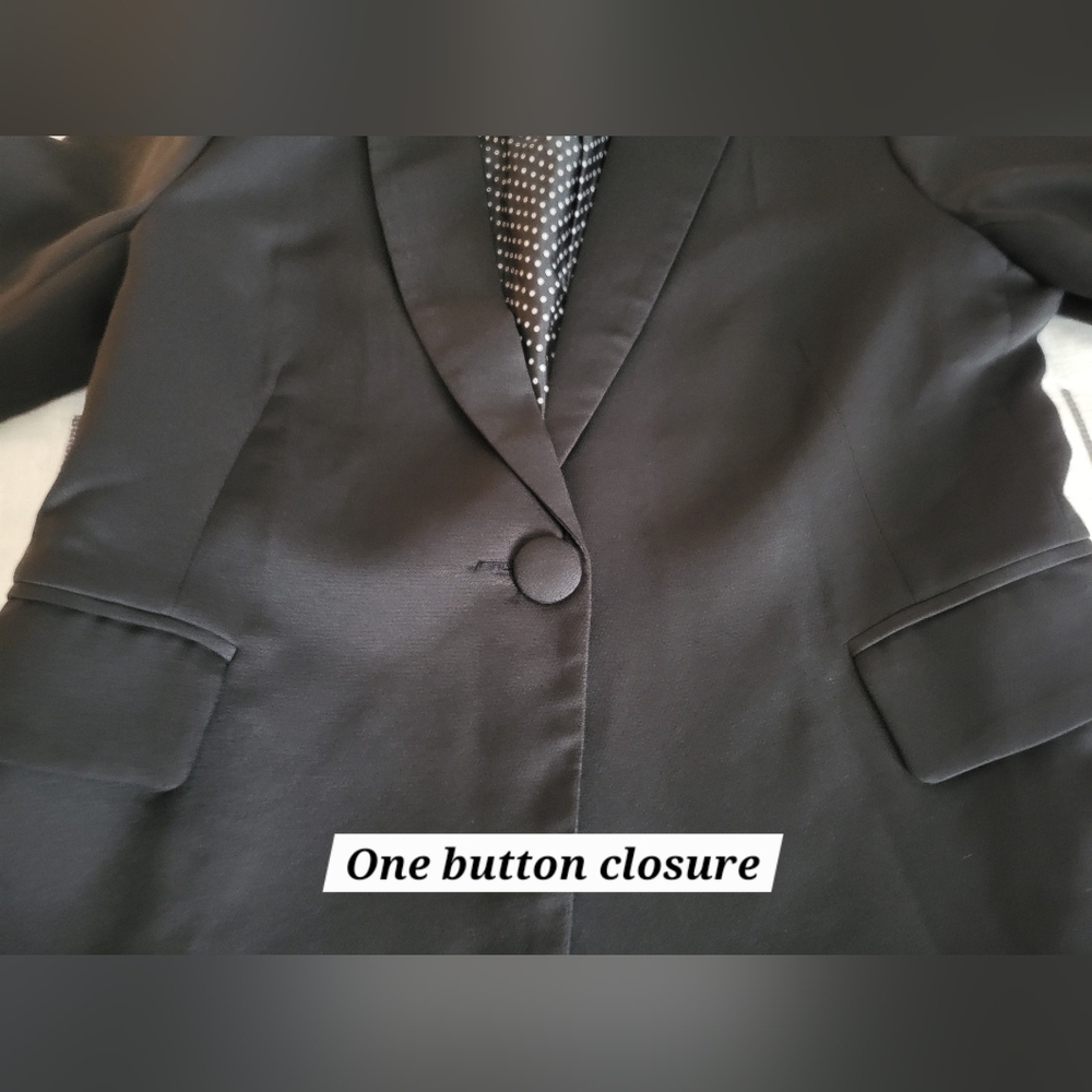 Classic Single-Button Black Blazer Jacket Open Po… - image 6